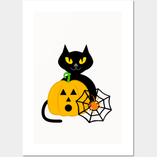 HALLOWEEN Black Cat Jack O Lantern Posters and Art